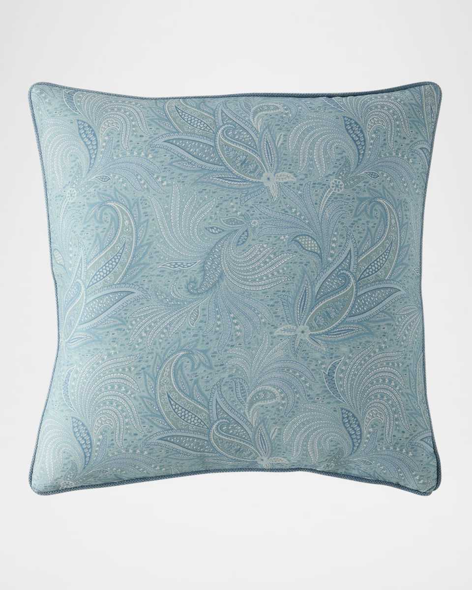Calathea Embroidered Pillow with Cord, 24" Square